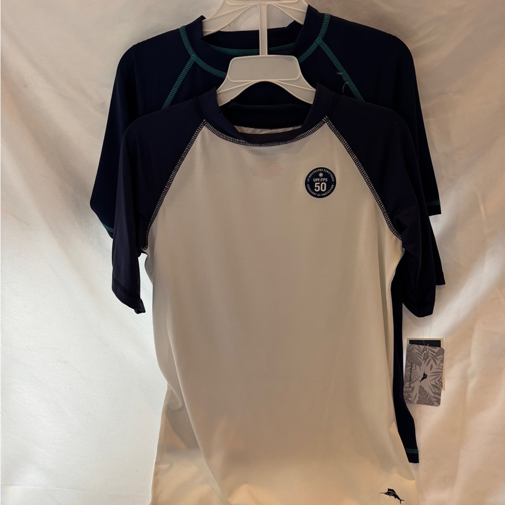 Tommy Bahama Kids Swim Rashguards - Navy and White